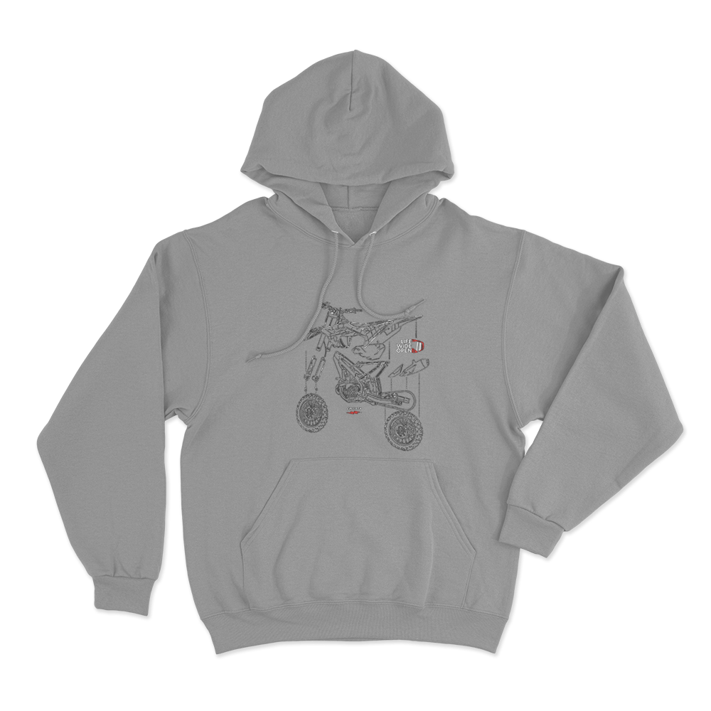 Dirtbike Blowup Unisex Hoodie Grey Dirtbike Blowup Unisex Hoodie Grey