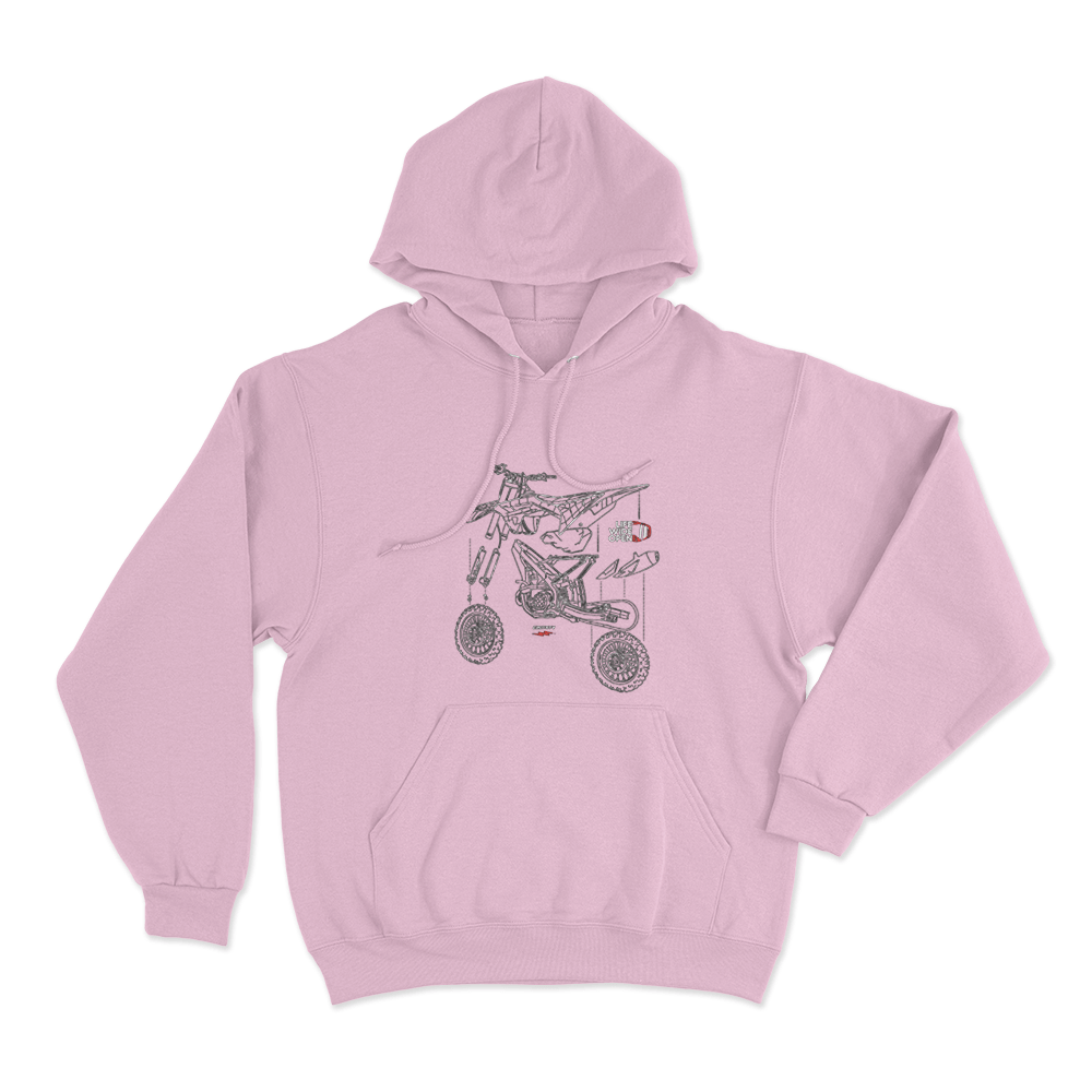 Dirtbike Blowup Unisex Hoodie Pink Dirtbike Blowup Unisex Hoodie Pink