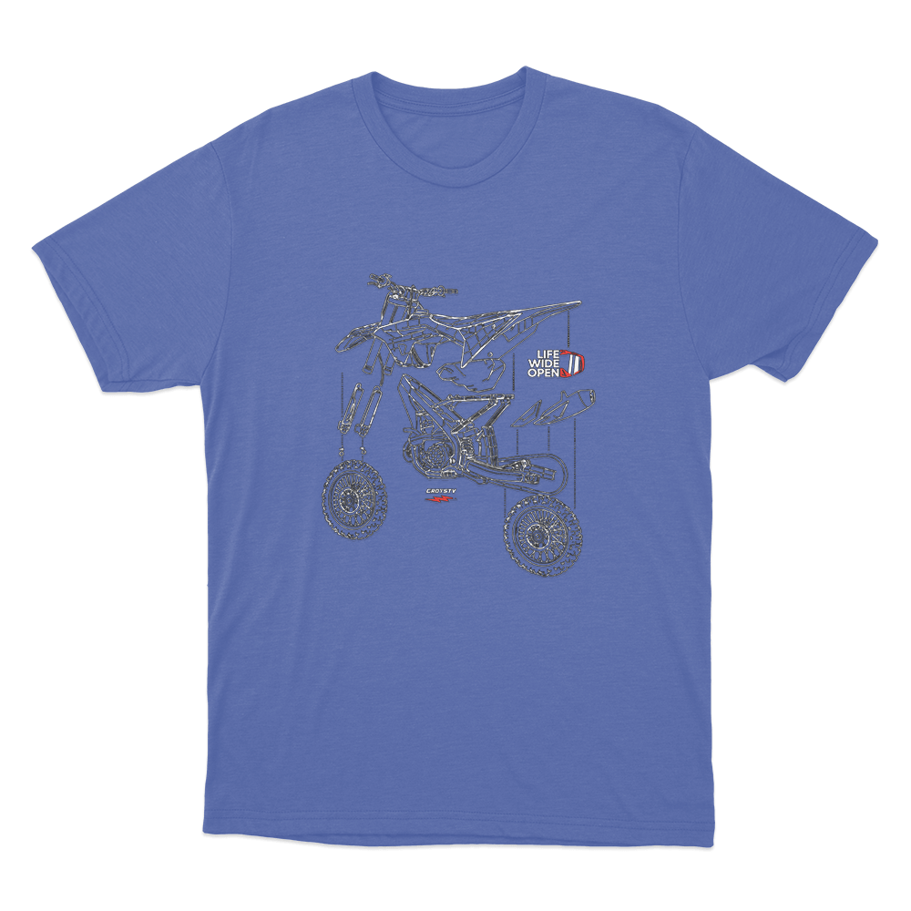 Dirtbike Blowup Unisex T Shirt Blue Dirtbike Blowup Unisex T Shirt Blue