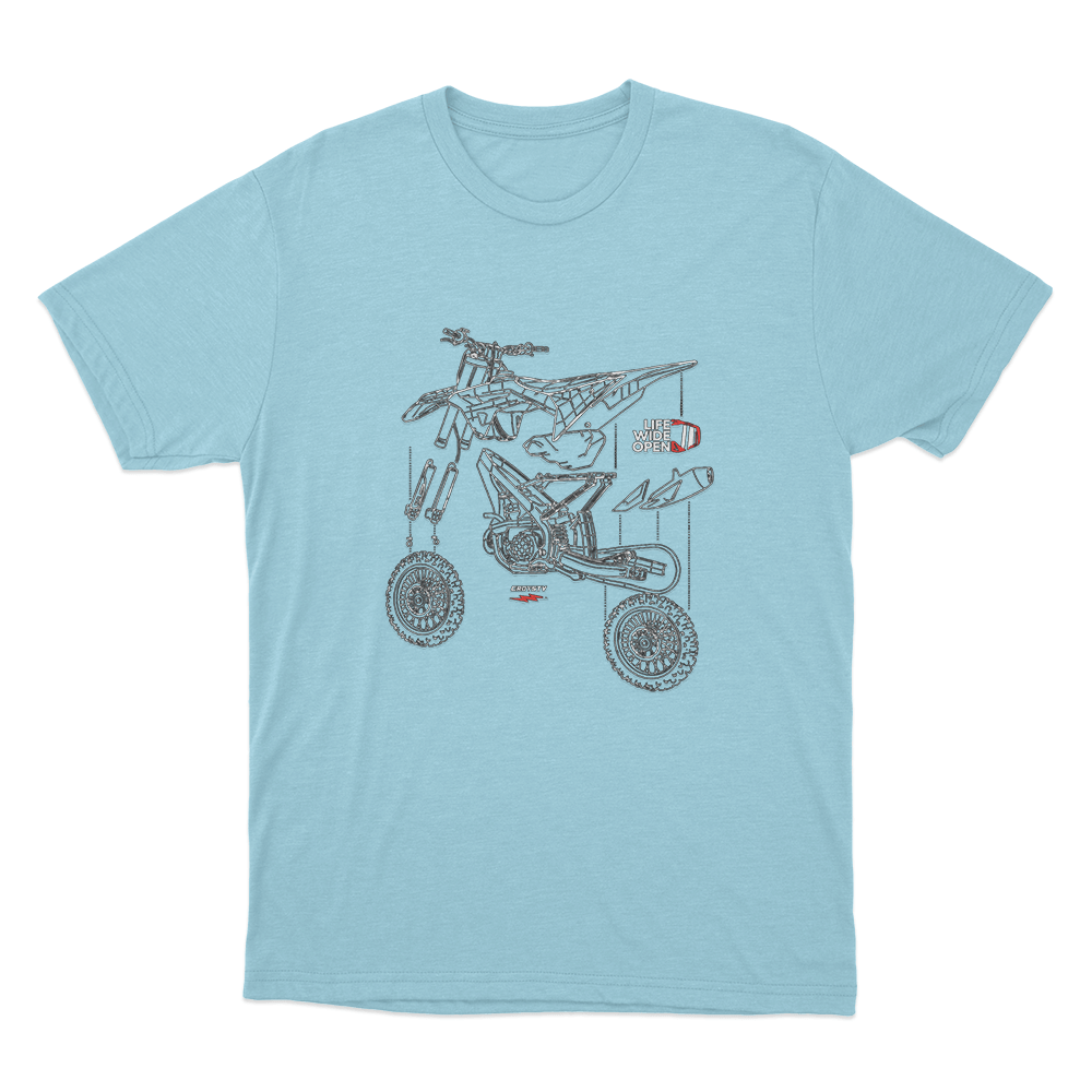 Dirtbike Blowup Unisex T Shirt Sky Blue Dirtbike Blowup Unisex T Shirt Sky Blue