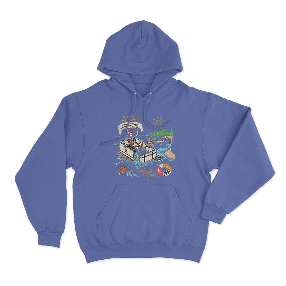 Pontooned Vacation Unisex Hoodie Blue Pontooned Vacation Unisex Hoodie Blue