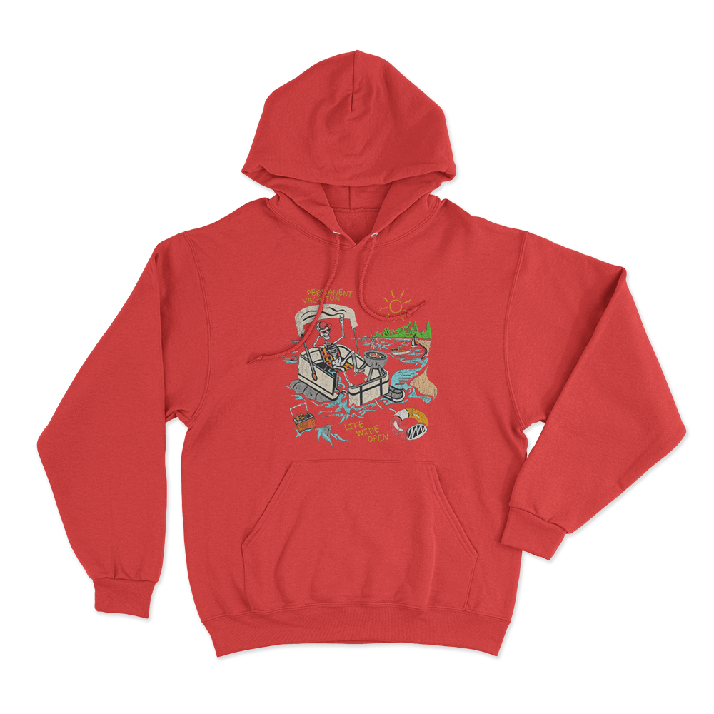 Pontooned Vacation Unisex Hoodie Red Pontooned Vacation Unisex Hoodie Red