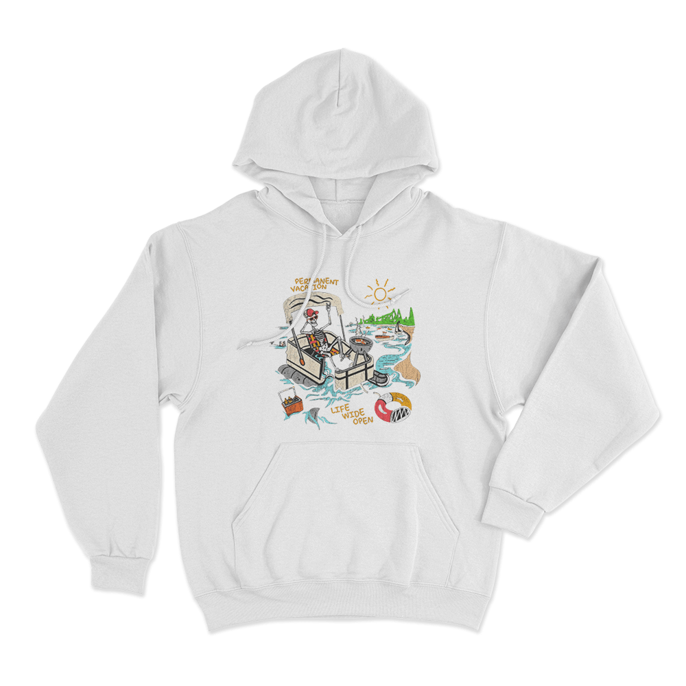 Pontooned Vacation Unisex Hoodie White Pontooned Vacation Unisex Hoodie White